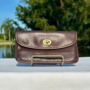 Coach Vintage Leather Turn Lock Case Wallet Mahogany Brass 7171